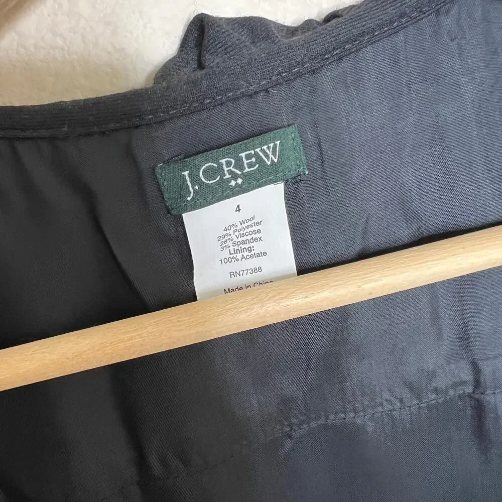J. Crew Black Wool Blend Ruffle Collar Dress 4